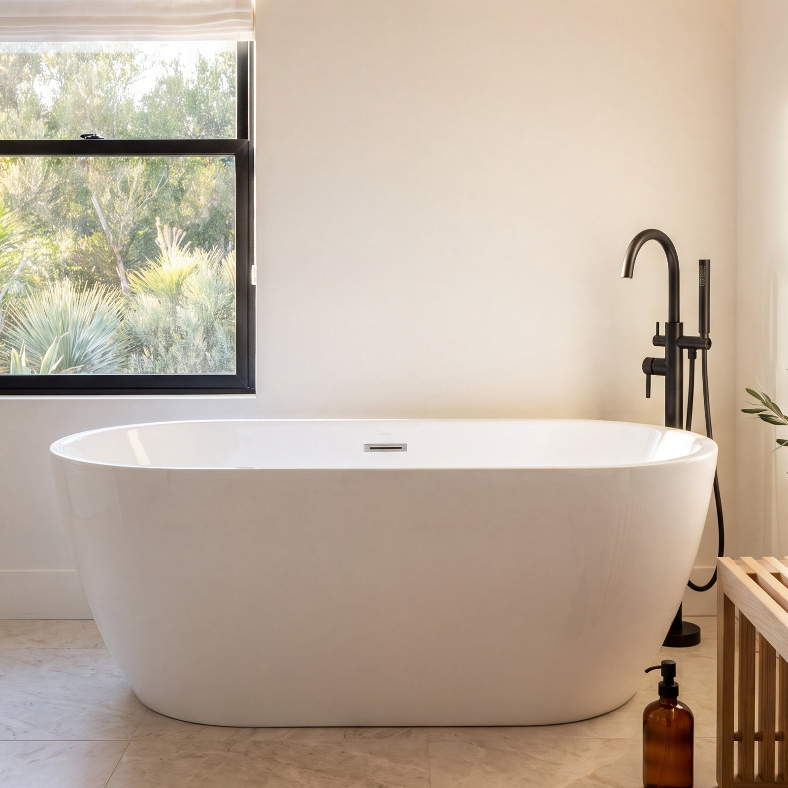 51" Freestanding Soaking Acrylic Bathtub, White