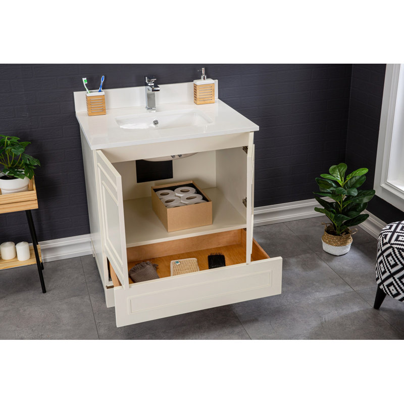 Ensemble de meuble-lavabo 29,5 "avec miroir Chalyse, Crème