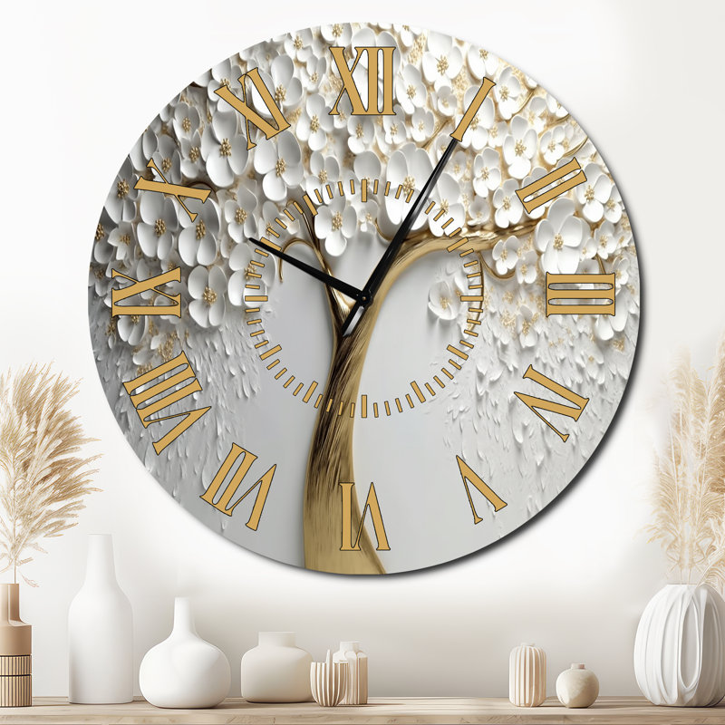 Horloge murale orchidée blanche Garden Of Branches, Surdimensionné