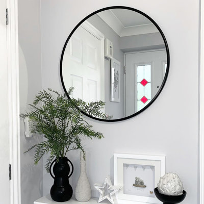 20 Inch Round Bathroom Mirror Black - Superior Quality 4Mm Hd Glass, Corrosion Aluminum Alloy Frame, Shatterproof Protection Included, Install Conveniently Metal In Strong Without Hassle