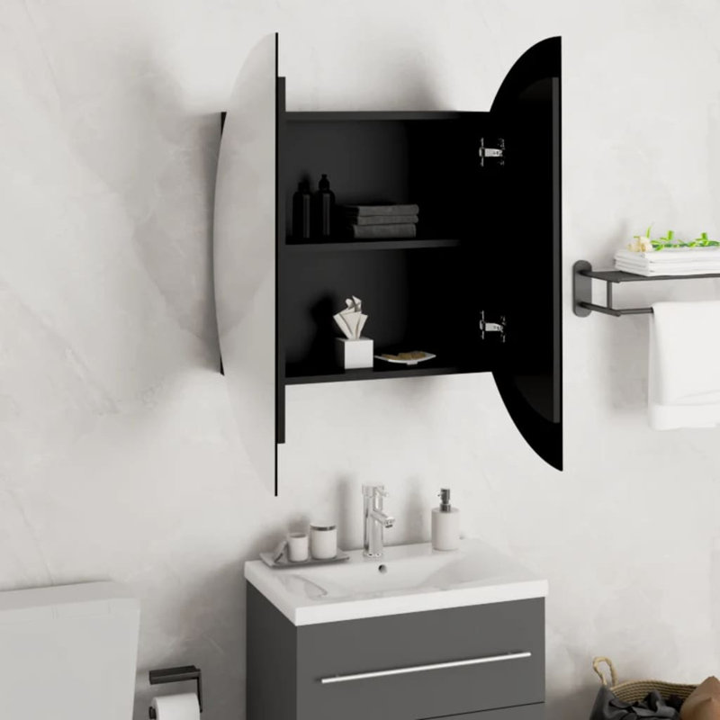Armoire-lavabo avec miroir rond vidaXL, Noir