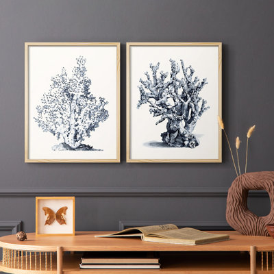 Blue Antique Coral I-Premium Framed Print -Ready to Hang - No Nails Required - No Nails Required