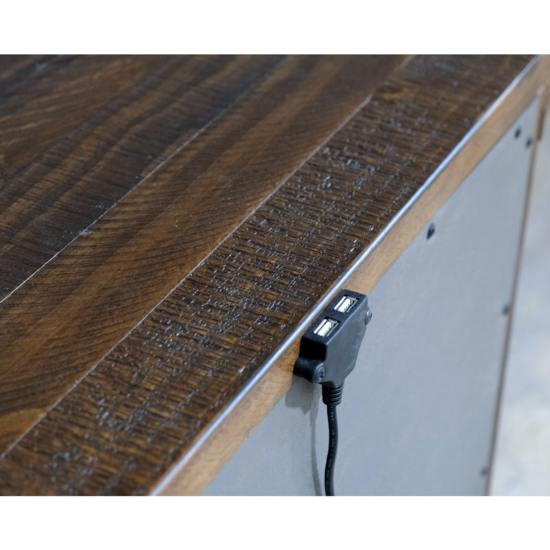 Table de chevet 2 tiroirs Dougald avec station de charge USB