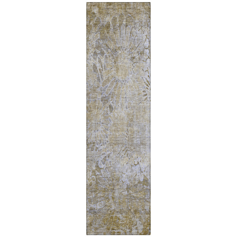 Machine Washable Indoor/Outdoor Brenden ACN2224 Floral Rug, Runner 2'3" x 7'6"