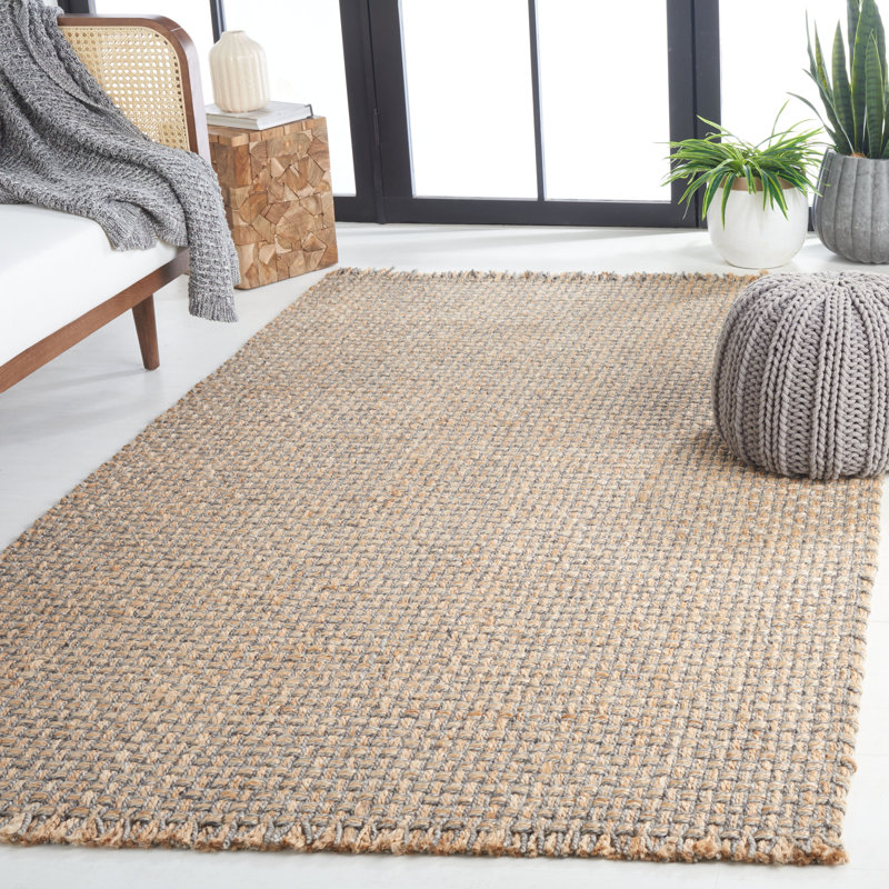 Krenzke Natural Fiber Hand Woven Jute/Wool Rug in Gray, Rectangle 5' x 8'