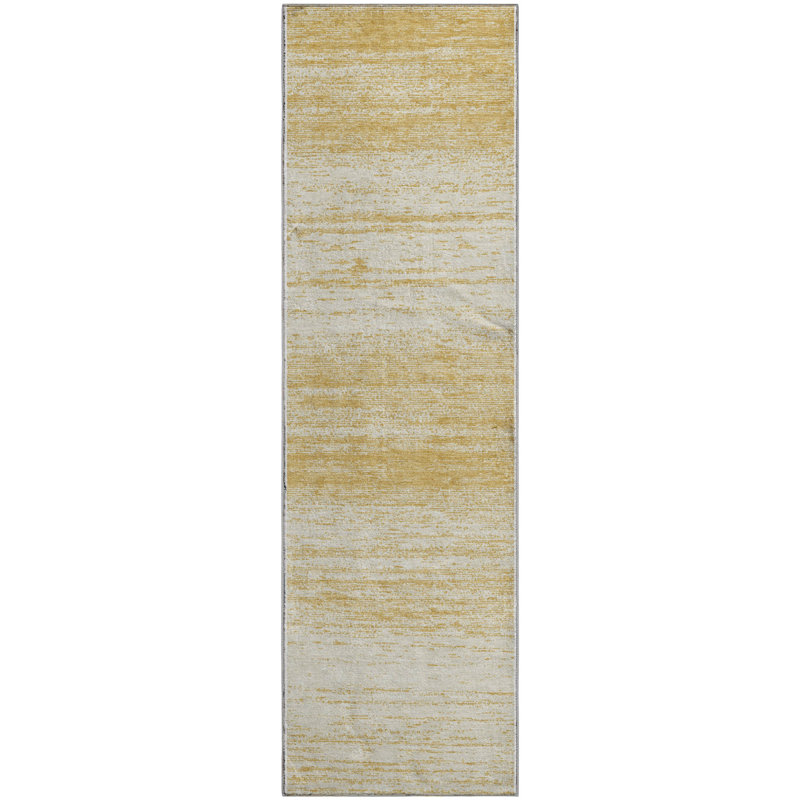 Premium Machine Washable Prisco Gold Rug, Runner 2'3" x 7'6"
