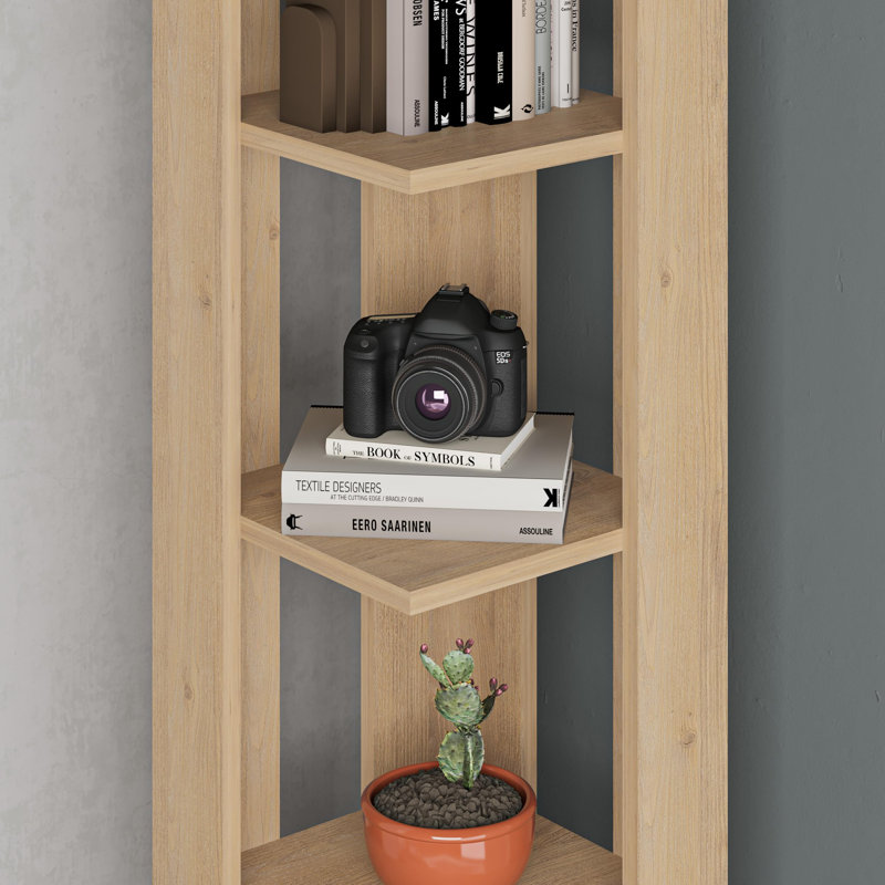 161cm H Corner Bookcase, Yellow, (5 Shelves) 161cm H x 34cm W x 34cm D