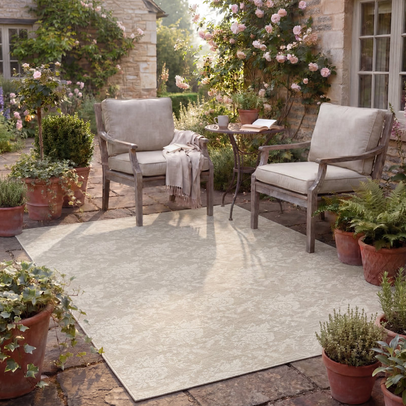 Laura Ashley Doreen Indoor Outdoor Area Rug, Beige Multi, 8' x 10'