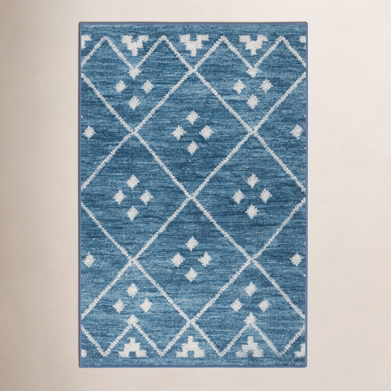 Kota Indigo Machine Washable Geometric Rug, Rectangle 8'6" x 11'6"