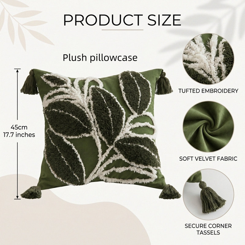 Housses de coussin Boho, Vert