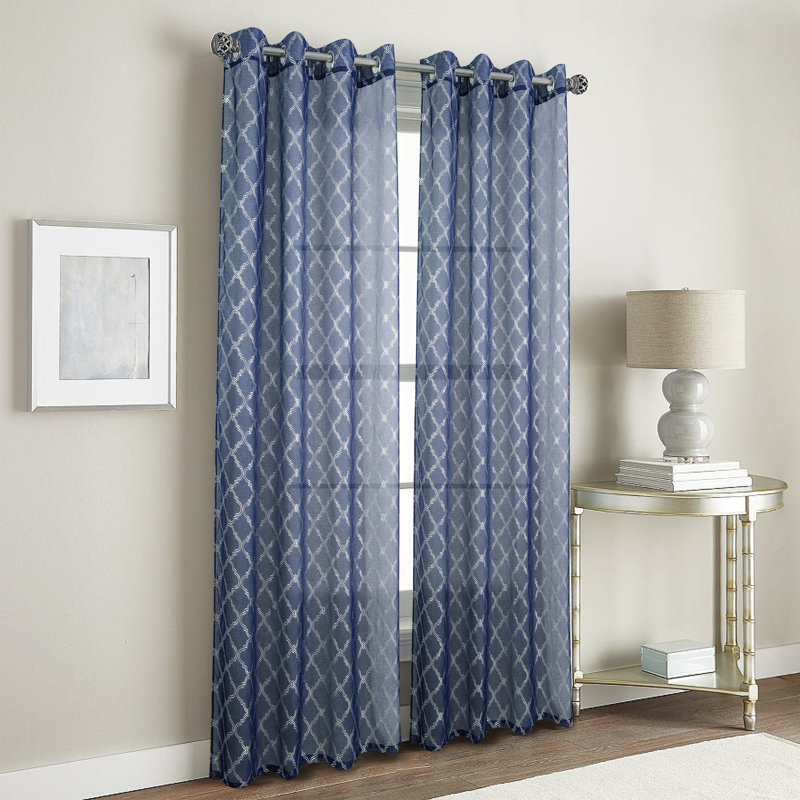Mcardle Semi Sheer Curtain Single Panel, Navy