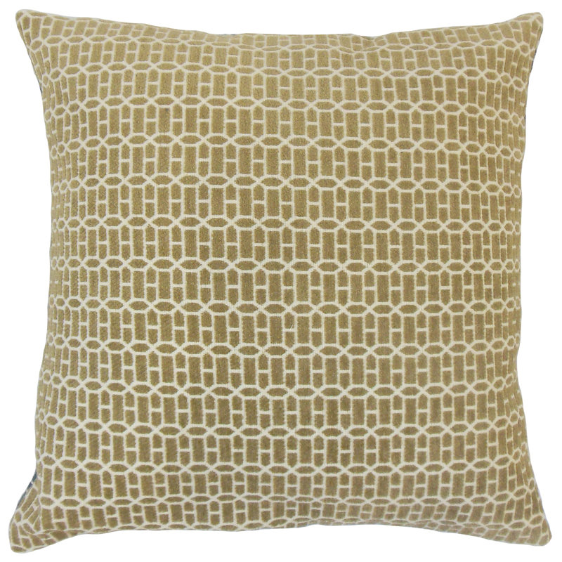 Yancy Geometric Feather Reversible Throw Pillow, Raffia