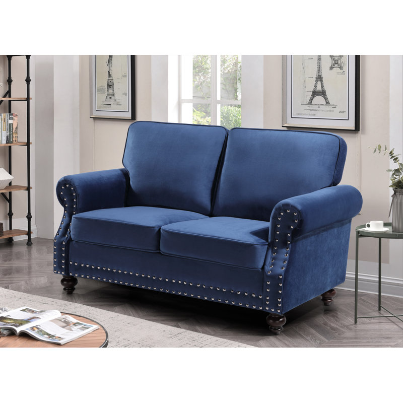 Canapé Hananiah, H 37,4 po x l 61,42 po x P 33,9 po, Bleu foncé