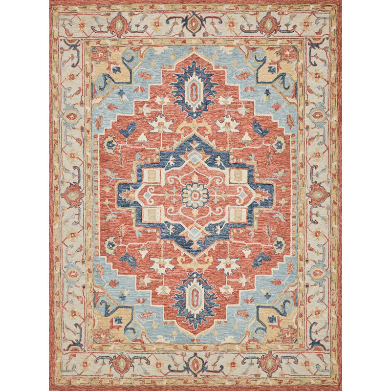 Richmond Serapi Hand Tufted Oriental Area Rug in Beige/Red, Rectangle 9' x 12'