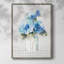 «Gingham Blue Flowers II», reproduction encadrée - bois massif