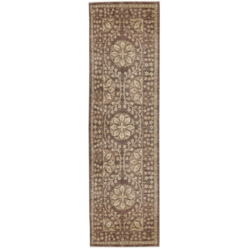 One-of-a-Kind Hand-Knotted High-Quality Light Brown/Ivory Runner
