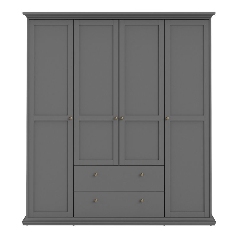 Helena 4 Door Manufactured Wood Wardrobe, Matte Grey