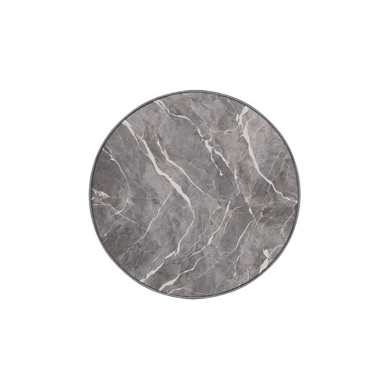 Tapis gris soyeux et moelleux, Rond 4 pi