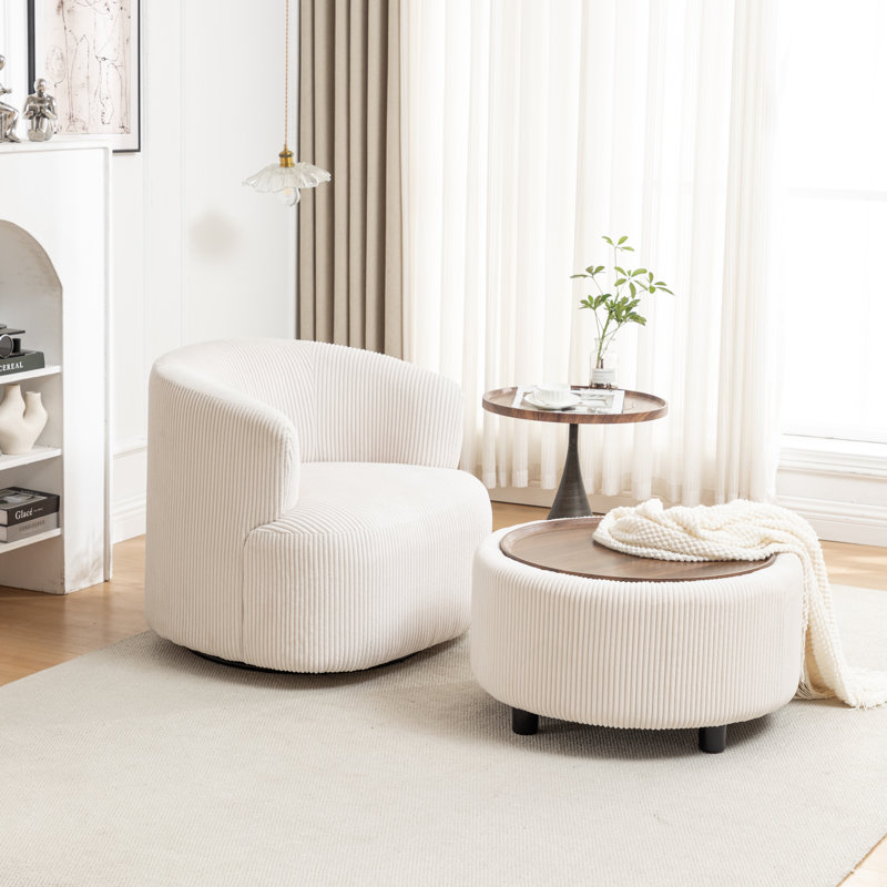 Fauteuil demi-tonneau pivotant avec repose-pieds Pietsch