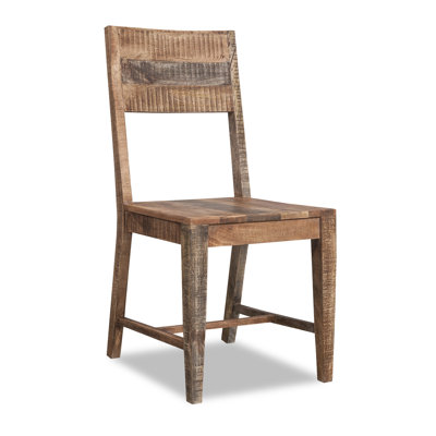 Chaise d’appoint à dossier en échelle en bois massif Geren brun clair