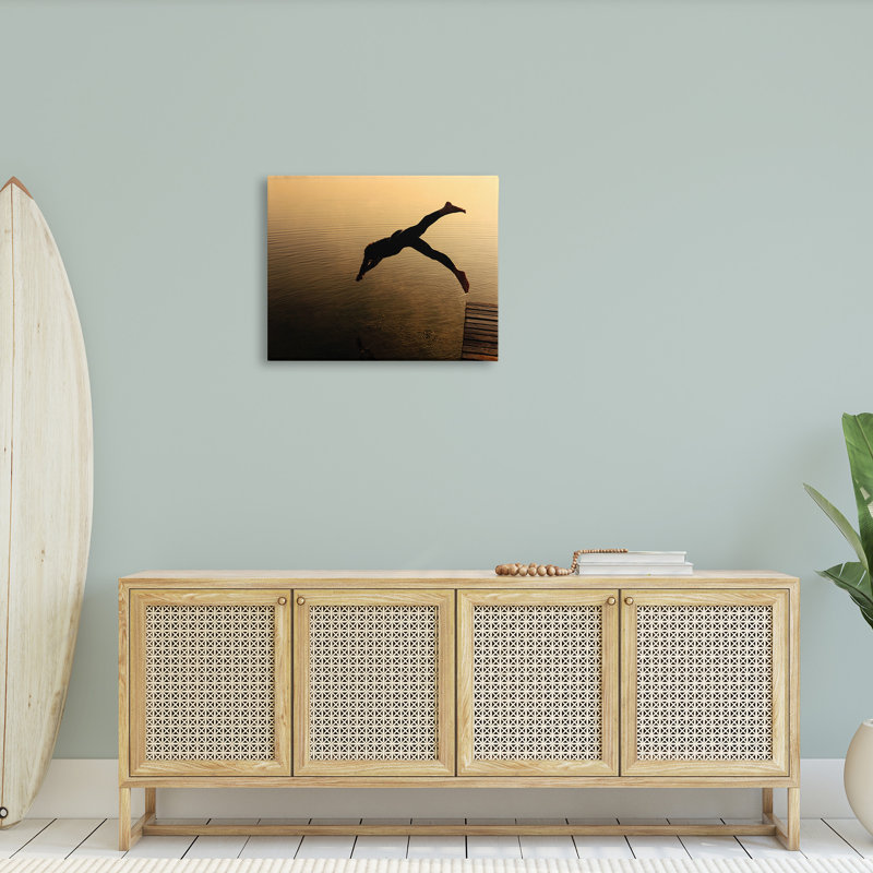 «Diving Off Dock Silhouette» par Lil 'Rue, H 24 po x l 30 po