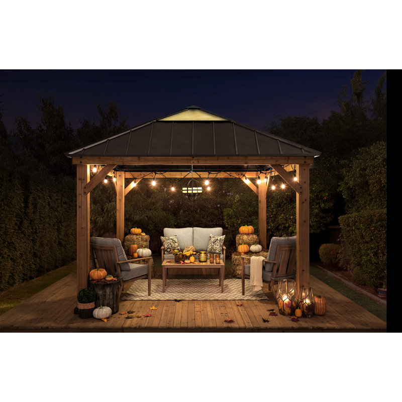 Cedar Framed Brown Steel 11' x 11' Outdoor Gazebo