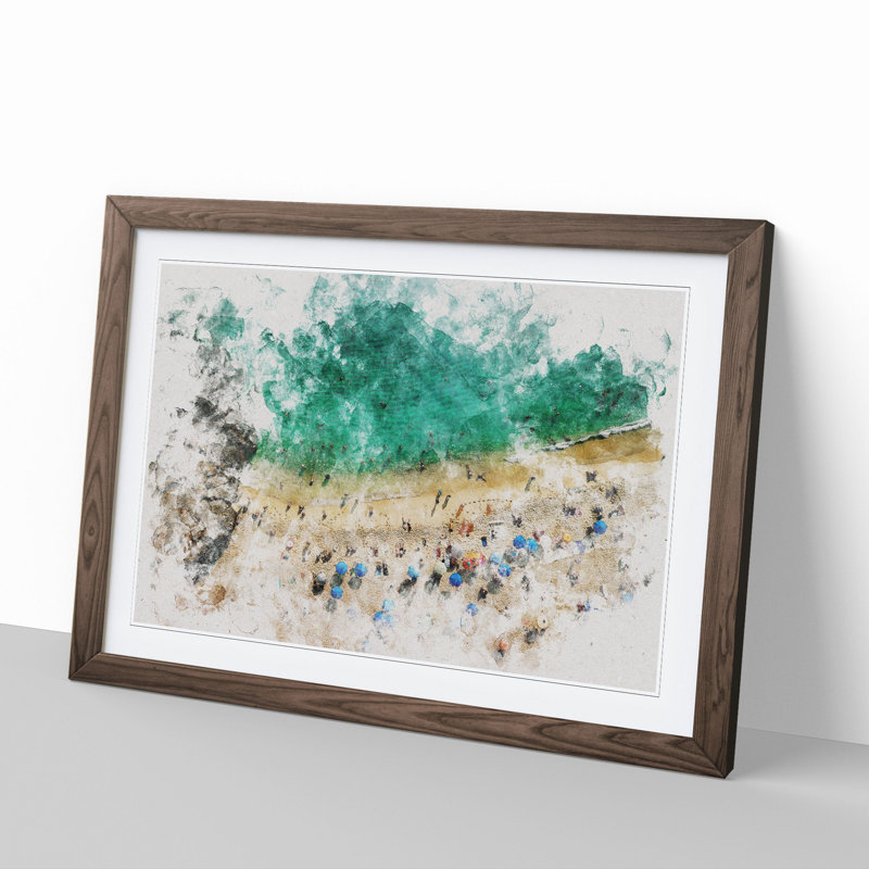 Damlatas Cleopatra Beach in Turkey - Picture Frame Painting, 65cm H x 90cm W x 2cm D, Walnut