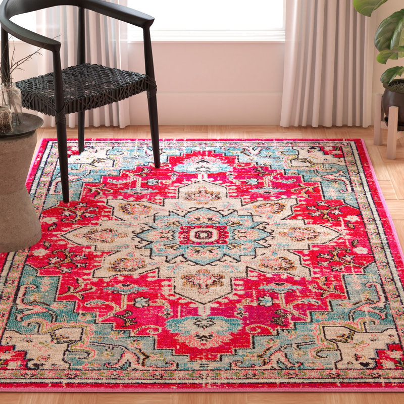 Tapis fuchsia / bleu Felty, Rectangle 5 pi 3 po x 7 pi 6 po