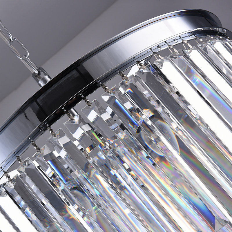 Hallum 19.7" W 5-Light Dimmable Drum Chandelier, Chrome