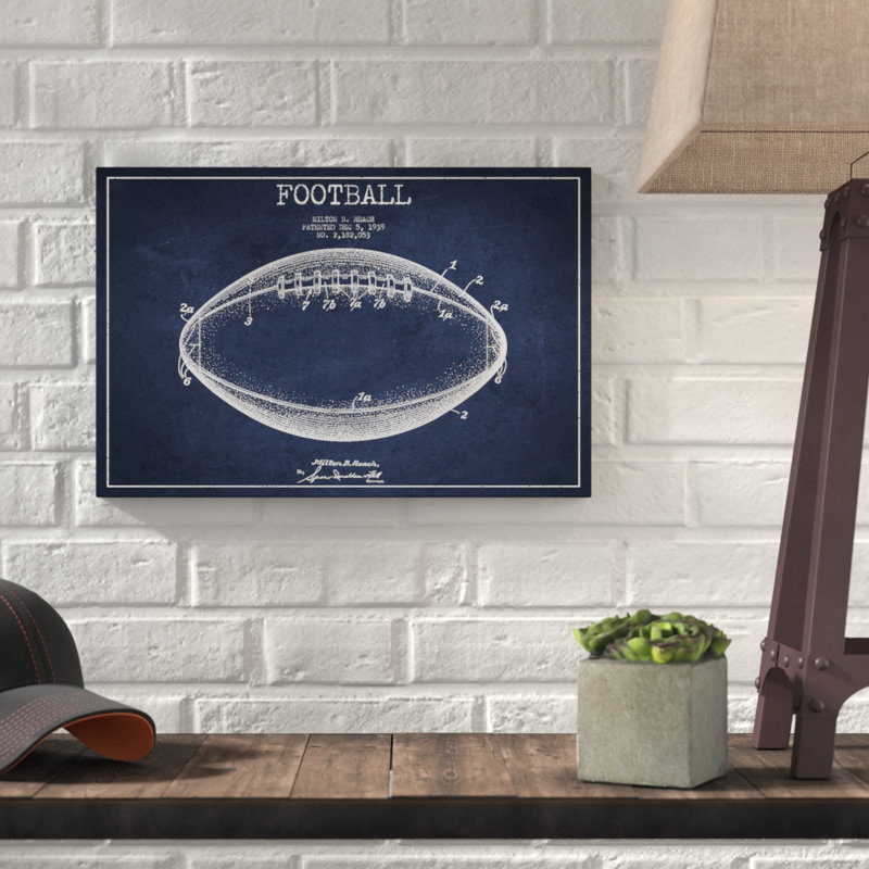 "Football bleu marine - brevet bleu" par Aged Pixel, reproduction sur toile tendue avec châssis, H 12 po x l 18 po x P 1,5 po