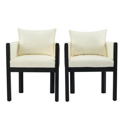 Merlean Linen Upholstered Dining Chairs With Rubberwood Frame by Ebern Designs