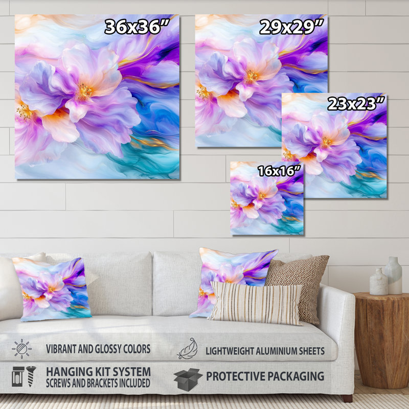 Natures beauté fleurs mauves agate II, H 16 po x l 16 po x P 0,84 po