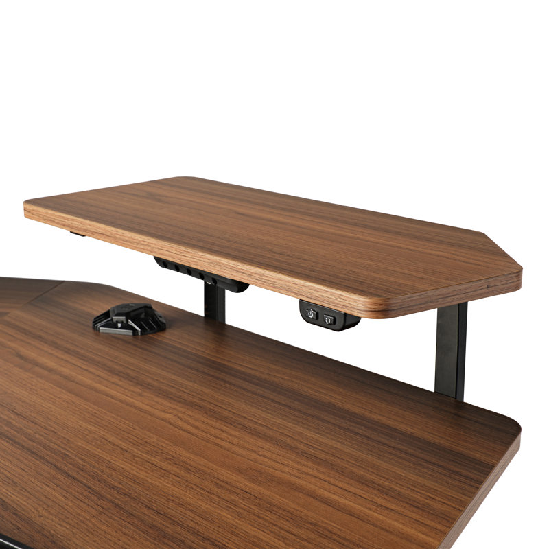 Inbox Zero Mariandi 72" Studio Desk with Keyboard Tray, Walnut/Black