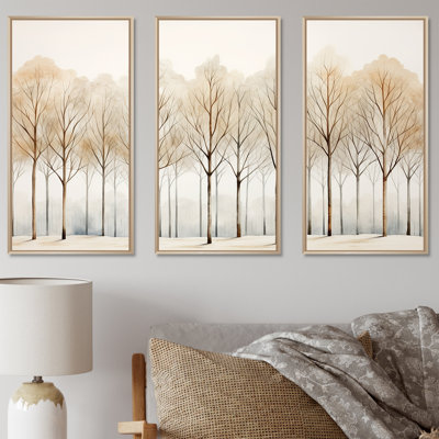 Forêt, arbres, minimalisme, ensemble d'art mural