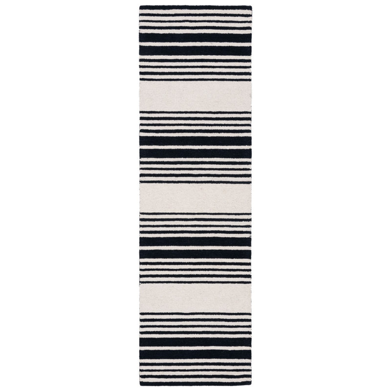 Hanchett Hand Tufted Wool And Cotton With Latex Striped Rug, Runner 2'3" x 8'