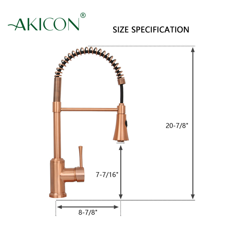 Pull Down Single Handle Kitchen Faucet, Copper