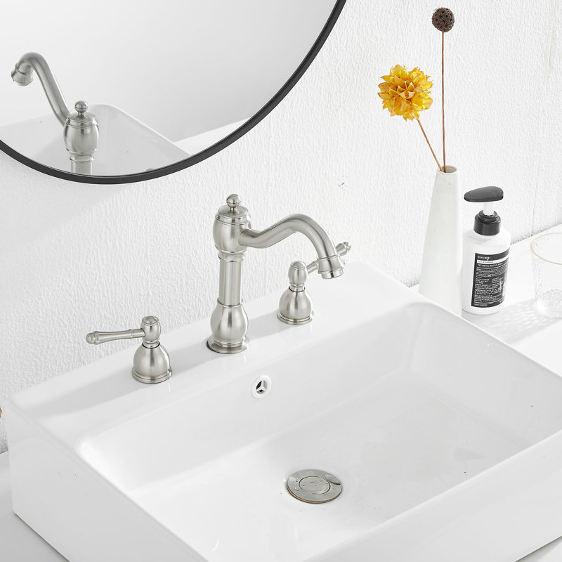 2-handle Bathroom Faucet with Drain Assembly, Brushed Nickel