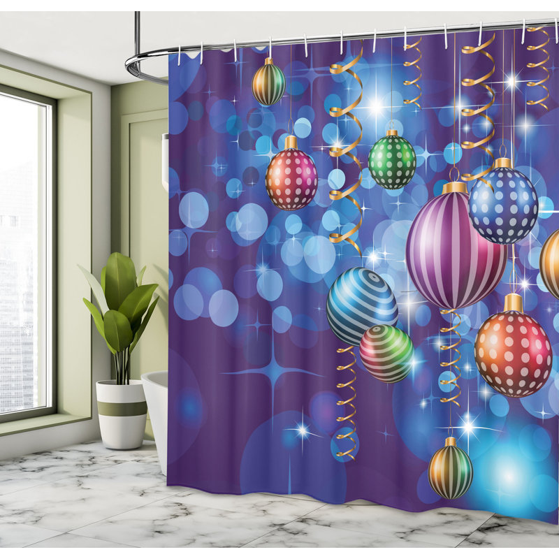 Rideau de douche simple de noël happy new year, H 75 po x l 69 po