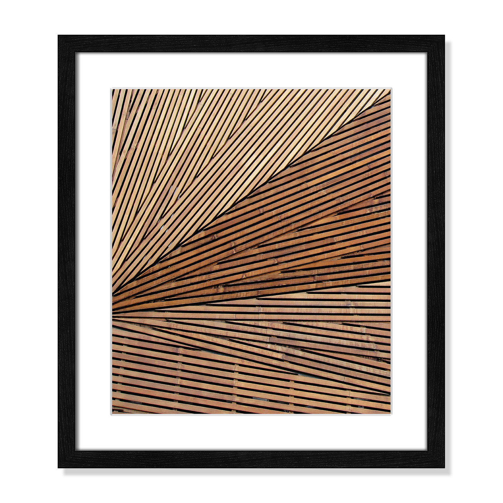 Geometric Wood Panel 1 - Picture Frame Print, Black Wood Grain, 15" H x 13" W x 0.75" D