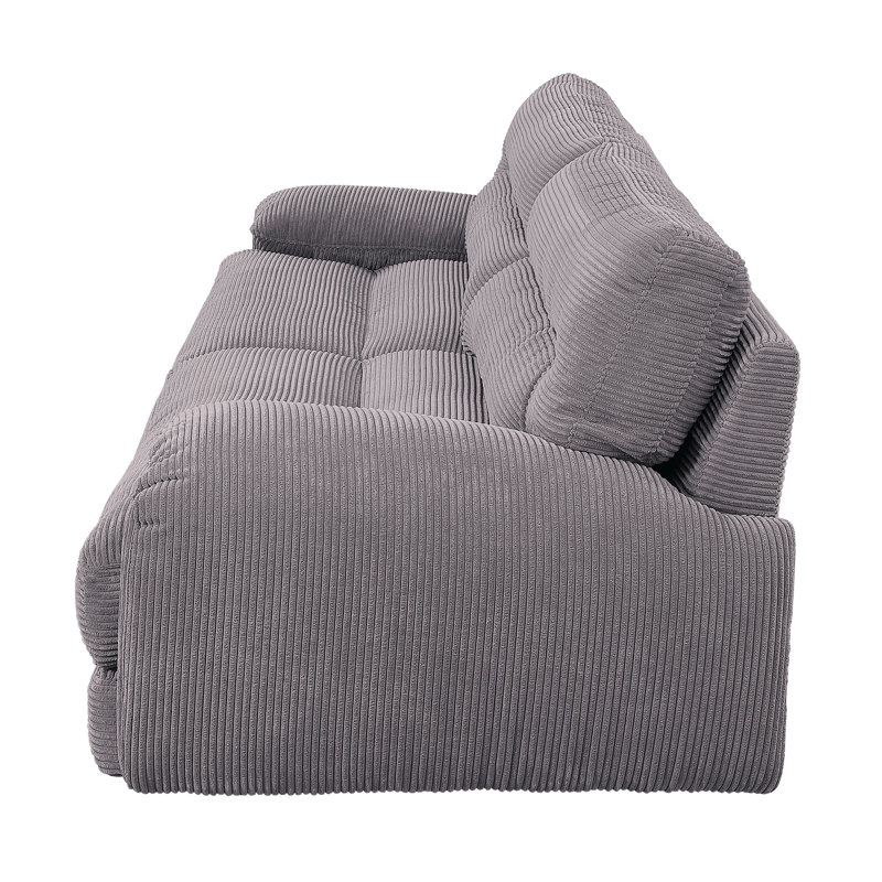 Cadenza Gray Corduroy 3-Seat Sofa with Foam Cushions