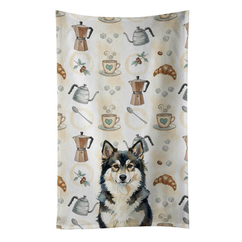 Finnish Lapphund Coffee Bar Kitchen Towel, Finnish Lapphund