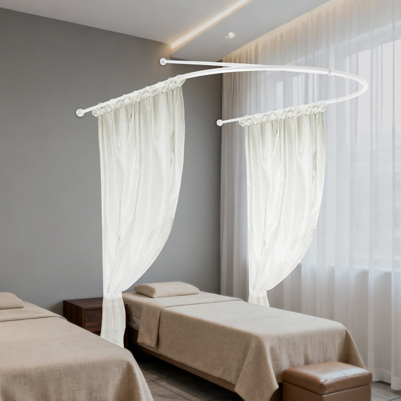 Tringle à rideaux d'intimité d'intimité, paravent en U avec support de plafond (sans rideau), Blanc