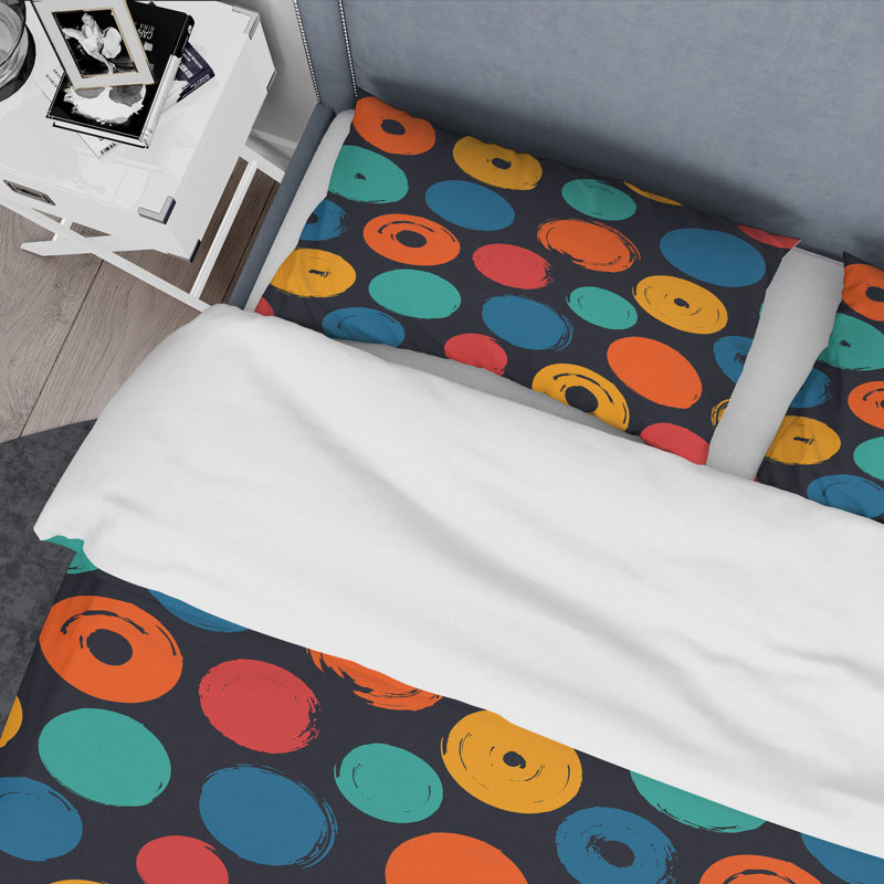 Ensemble de housse de couette en microfibre bleu / orange 3 pièces, Housse de couette pour très grand lit et 2 très