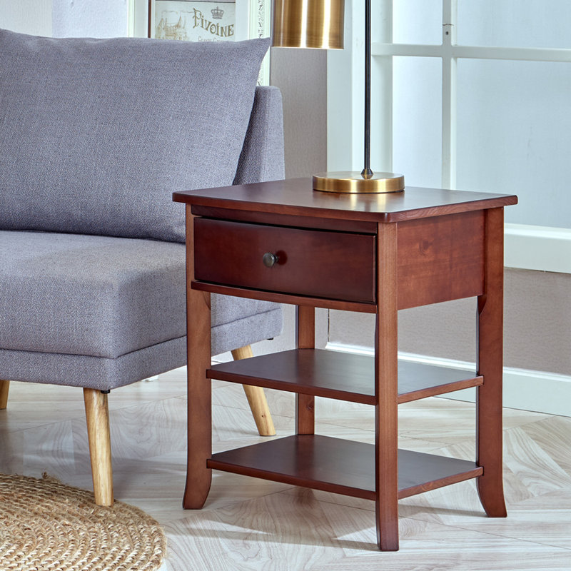 Wellinhall 18'' W Solid Wood Nightstand, Espresso