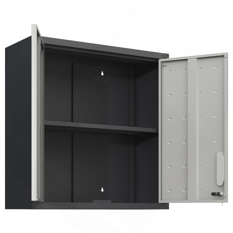 Armoire de rangement murale en métal avec porte verrouillable et 1 tablette pour garage, bureau, assemblage requis