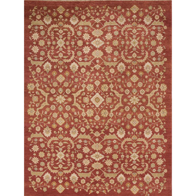 Wool Oriental Area Rug in Red/Beige/Green