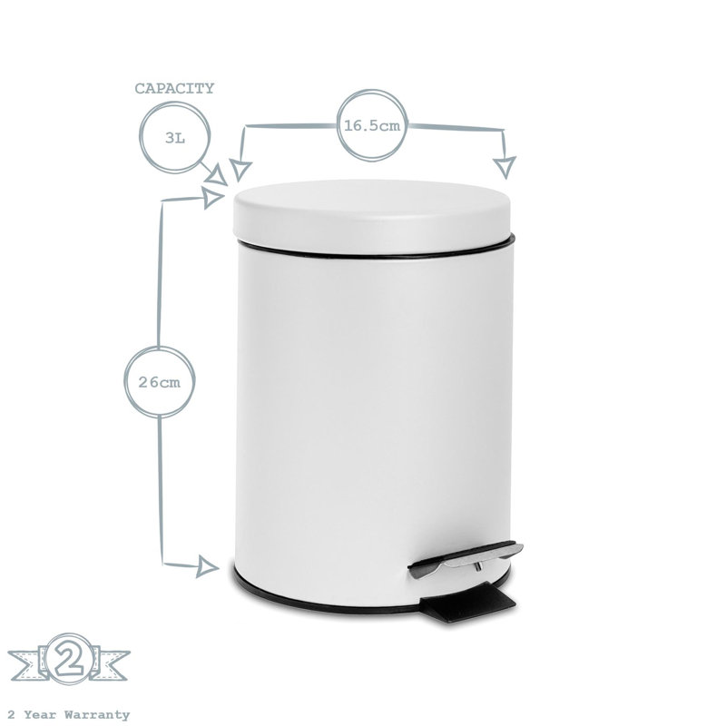 Harbour Housewares 3L Square Bathroom Pedal Bin, Blue