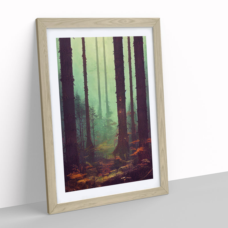 Autumnal Forest Woodland - Single Picture Frame Print, 46cm H x 34cm W x 2cm D, Oak Framed
