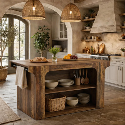 55" Stationary Kitchen Island
