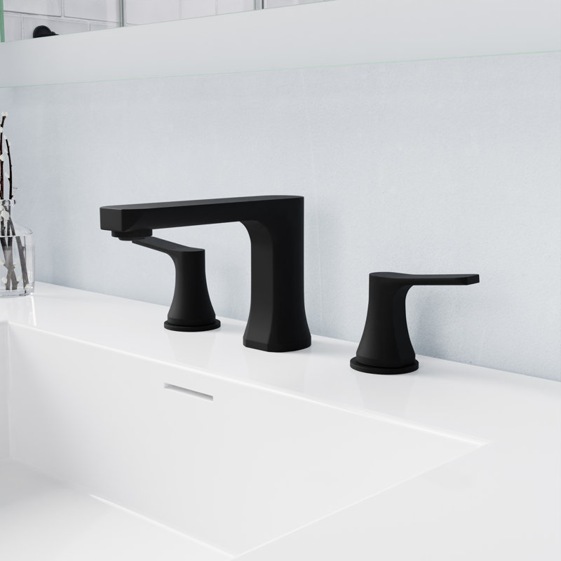 2-handle Bathroom Faucet with Drain Assembly, Noir mat